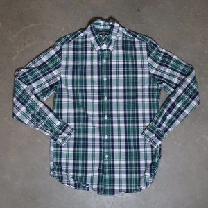 J. Crew. Mercantile Flex. Men's Small. Casual Button-Up. Green / Blue Plaid
